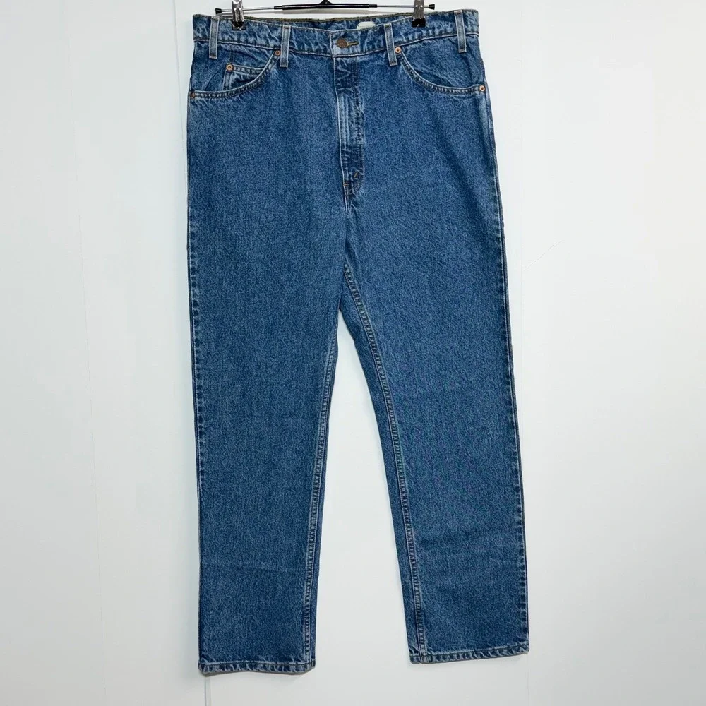Vintage Levis 505 Jeans Men Tag 38x30‎ Actual 37X31 Blue Orange Tab 1996 NEW